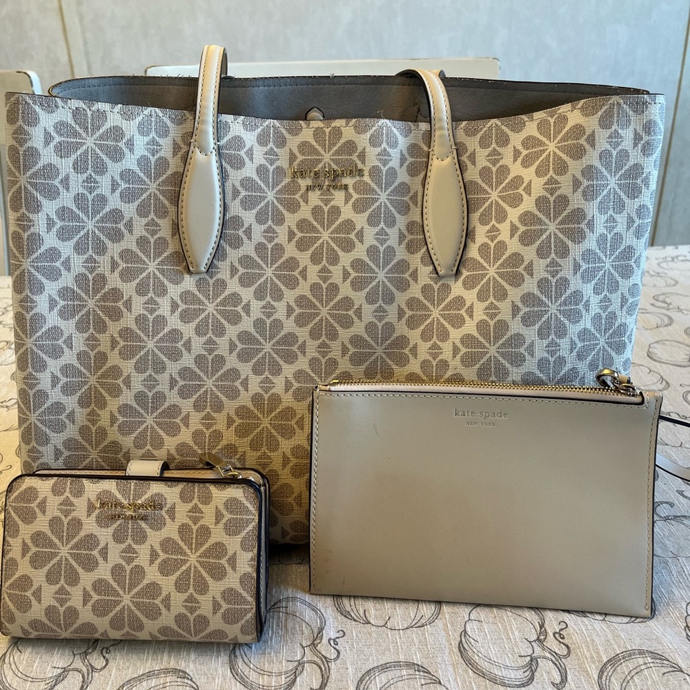Kate Spade Cream Floral Tote with Matching Accessories